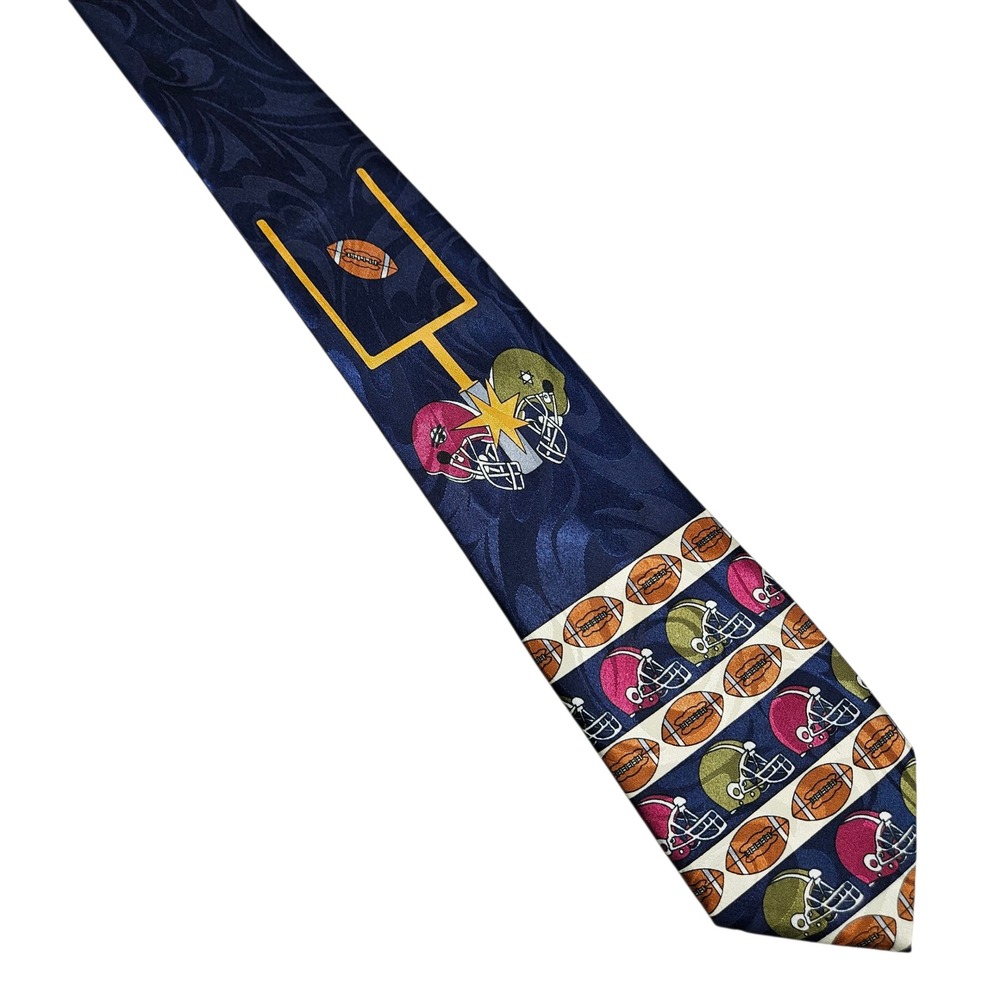 Renaissance Vintage Grandpa's Hand Made Silk Blend Football Helmet Goal Post Tie